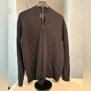 Woolrich Men's Charcoal Half Zip Sweater, 100% wool, Size L